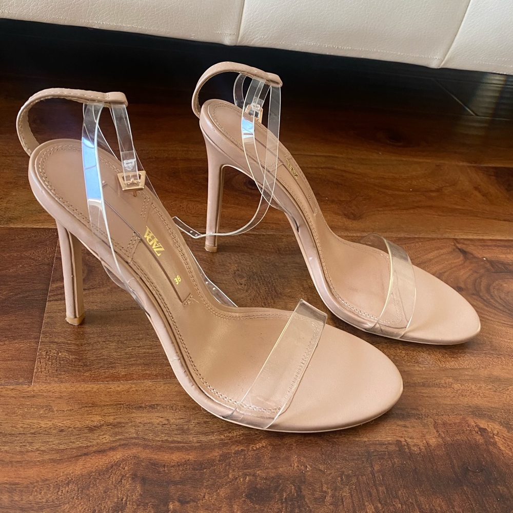 Zara Clear strap heels Size 8